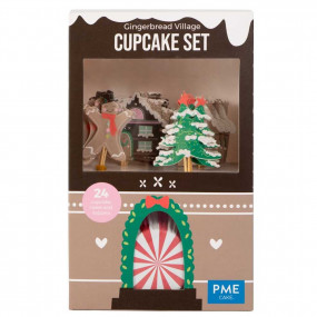 KIT FORMAS E TOPPERS CUPCAKES - GINGERBREAD VILLAGE
